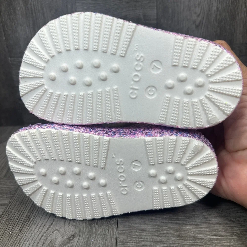 Crocs Fisherman Sandals Toddler 7 Pink Purple Glitter Sparkle NEW 212644-0WV